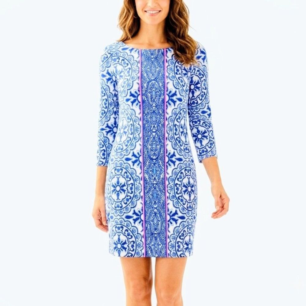 LILLY PULITZER Dress Ophelia Swing "Pooling Around" Medallion Print Women Medium